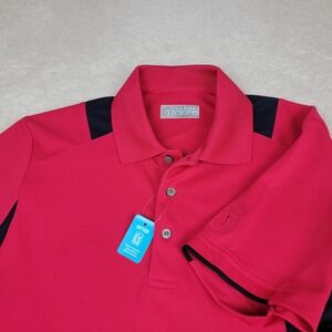 PGA Tour NEW Men's M Golf Polo Red Fitted Short Sleeve Performance Golf Polo